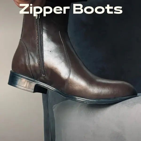 Leazus - Leather Zipper Boot - Zipup Brown
