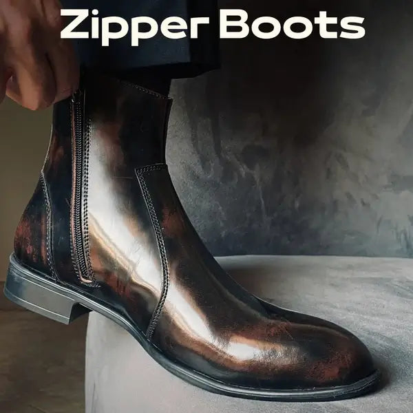 Leazus - Leather Zipper Boot - S-zipup Brown