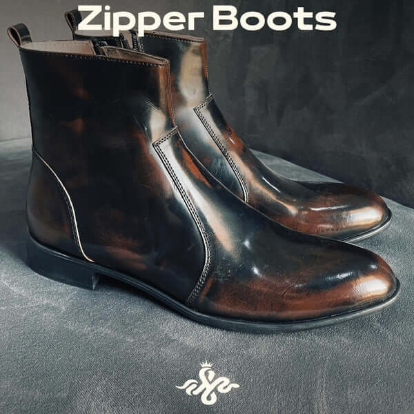 Leazus - Leather Zipper Boot - S-zipup Brown