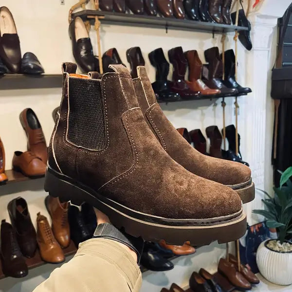 Leazus - Leather Chunky Boot - S-4001 BROWN