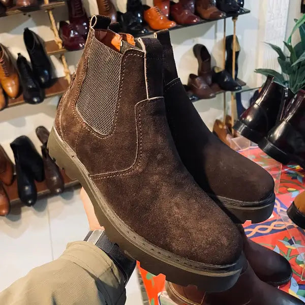 Leazus - Leather Chunky Boot - S-4001 BROWN