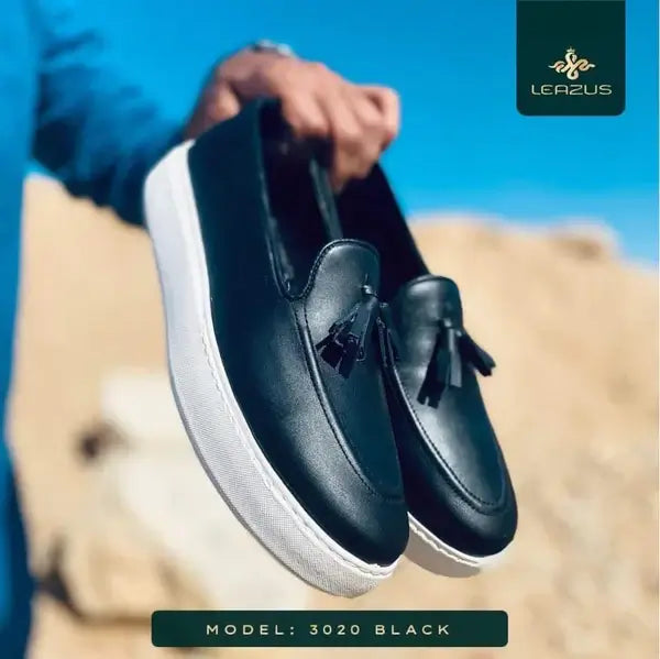 Leazus - leather Smart Casual Shoes - 3020 BLACK