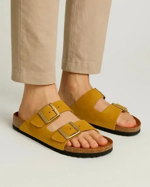 Leazus - Leather SnapDue Sandal - Mustard