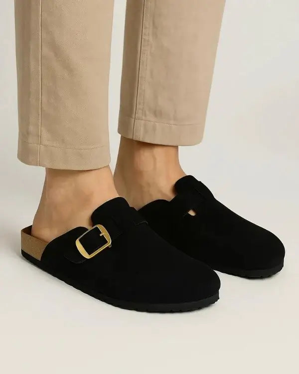 Leazus - Leather SnapClog - Black