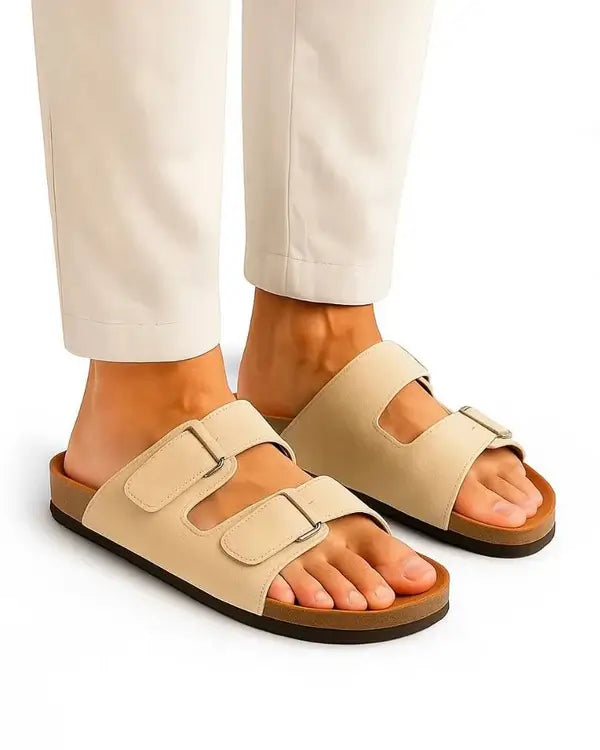 Leazus - Leather SnapLock Sandal - Beige