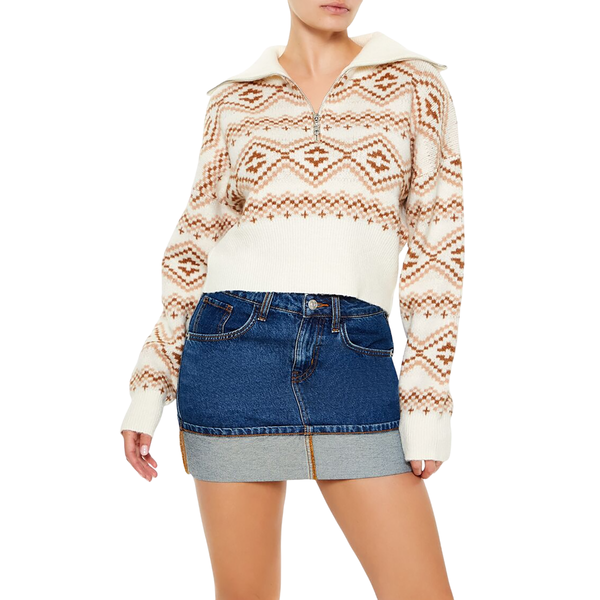 فور ايفر 21 - سترة نصف سحاب مطبوعه للنساء - بيعت من قبل اف اي جي