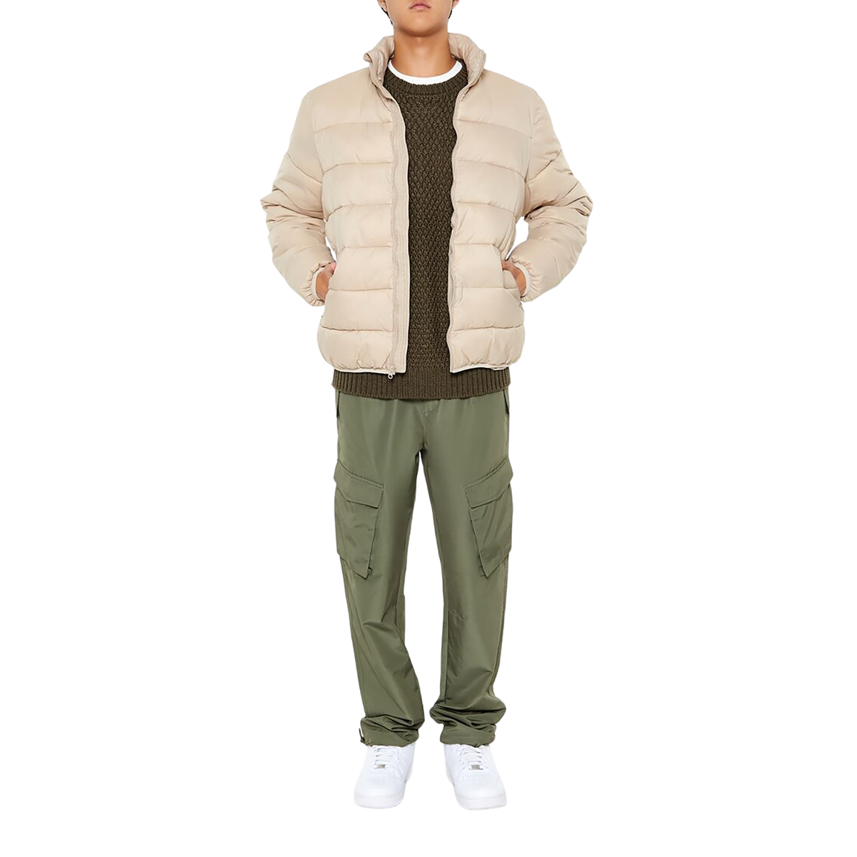 فور ايفر 21 - سترة منتفخة بسحاب للرجال - بيعت من قبل اف اي جي