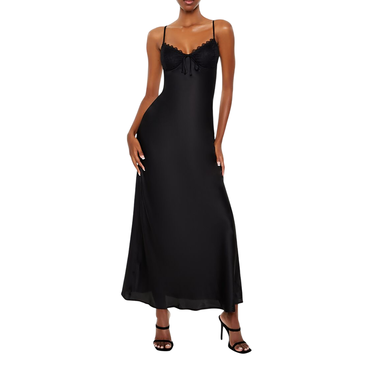 فور ايفر 21 - فستان طويل من الساتان للنساء - بيعت من قبل اف اي جي