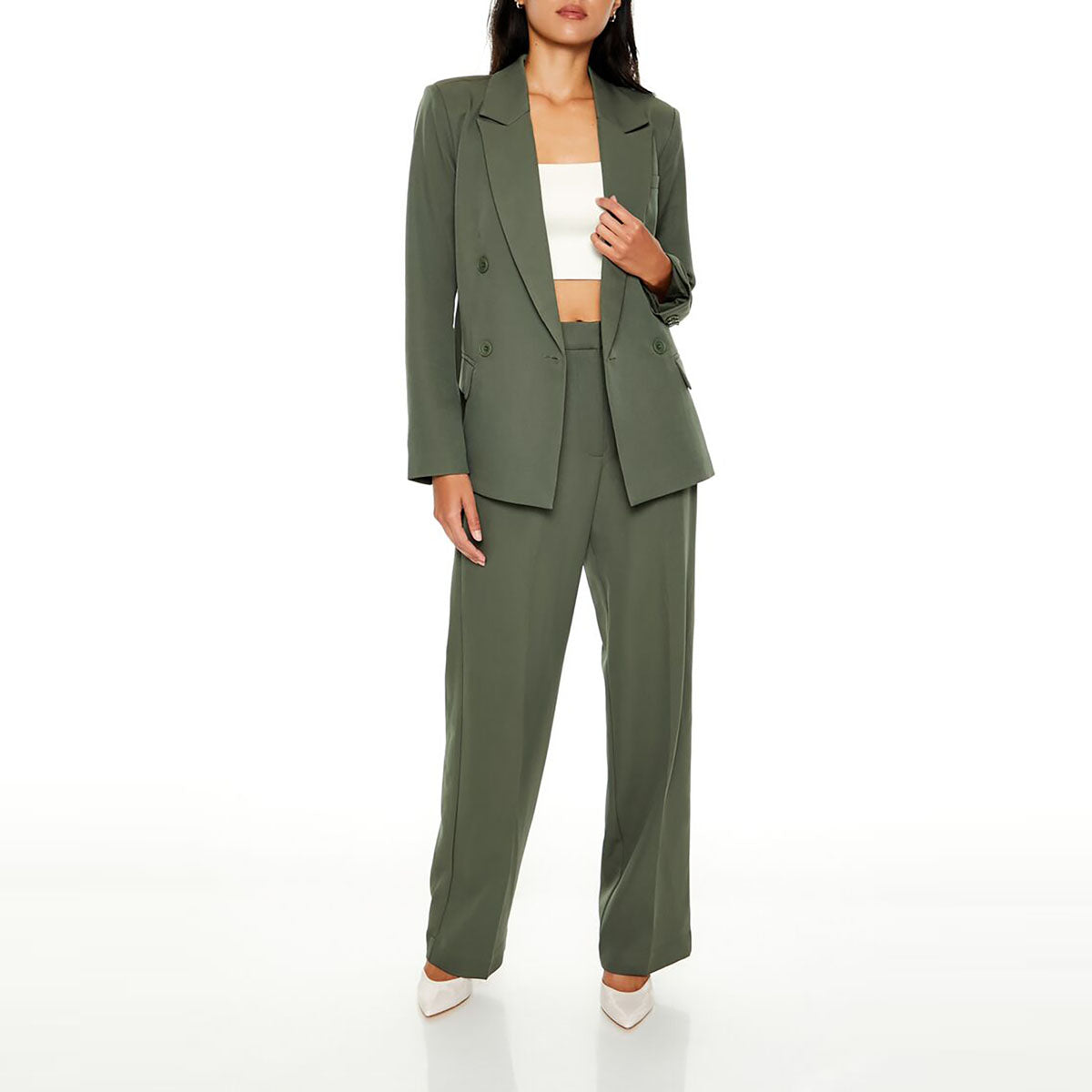 فور ايفر 21 - طقم سترة وسروال بدلة للنساء - بيعت من قبل اف اي جي