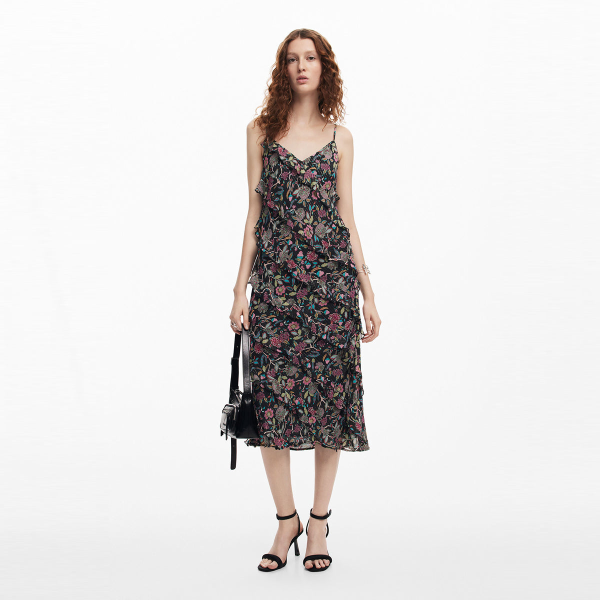 ديسيجوال - فستان متوسط الطول بكشكشة للنساء - بيعت من قبل اف اي جي