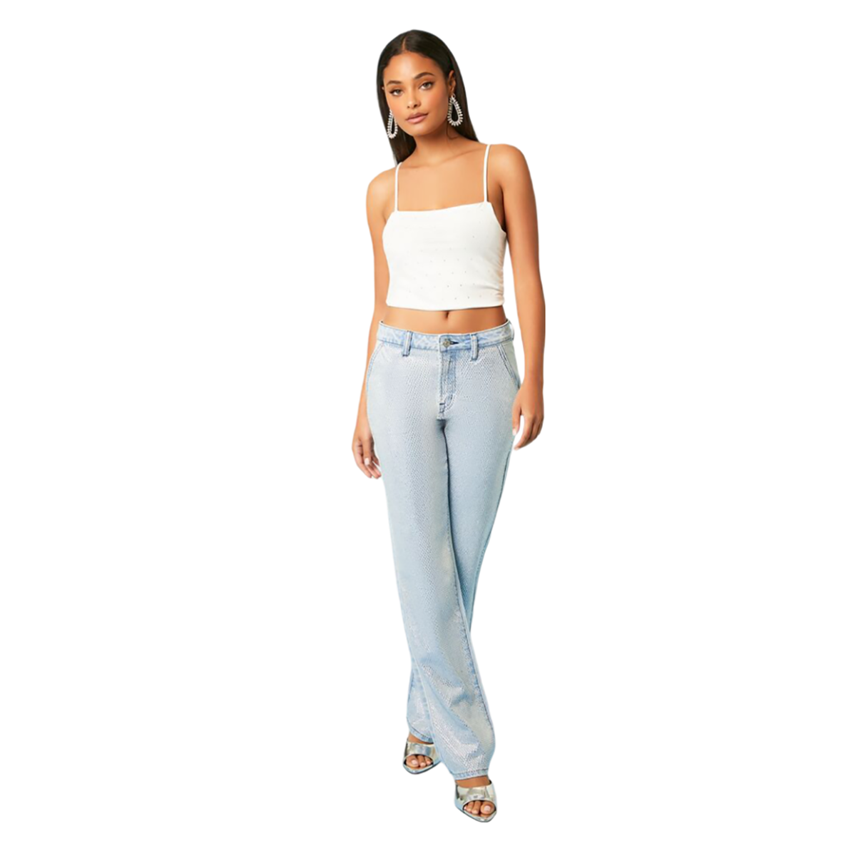 فوريفر 21 - بنطلون جينز بقصة مستقيمة - بيعت من قبل اف اي جي