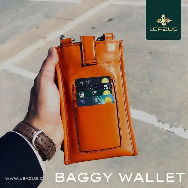 Leazus - Orange - LEATHER BAGGY WALLET