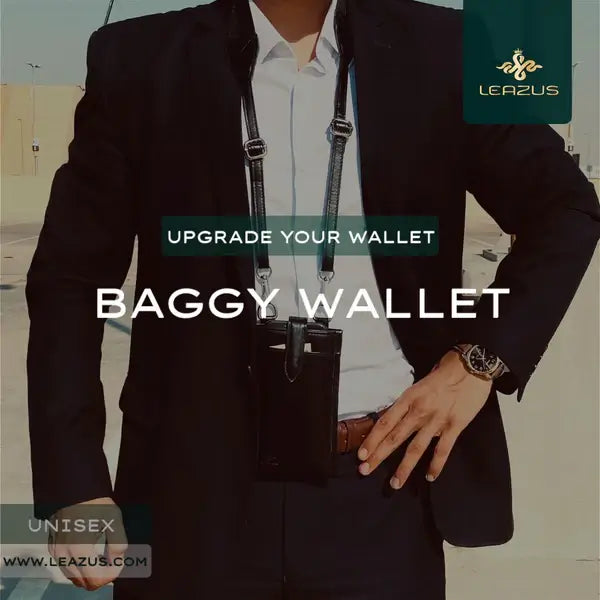 Leazus - Black - LEATHER BAGGY WALLET