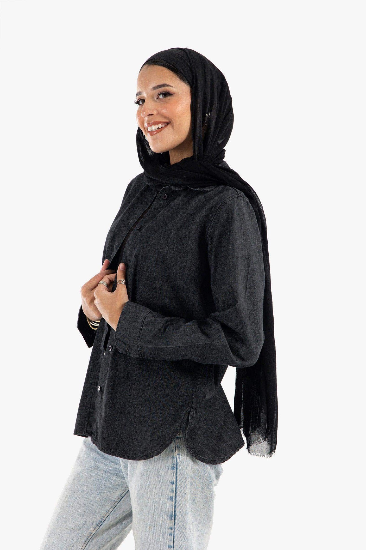 كارينا - قميص دينم غير متماثل للنساء