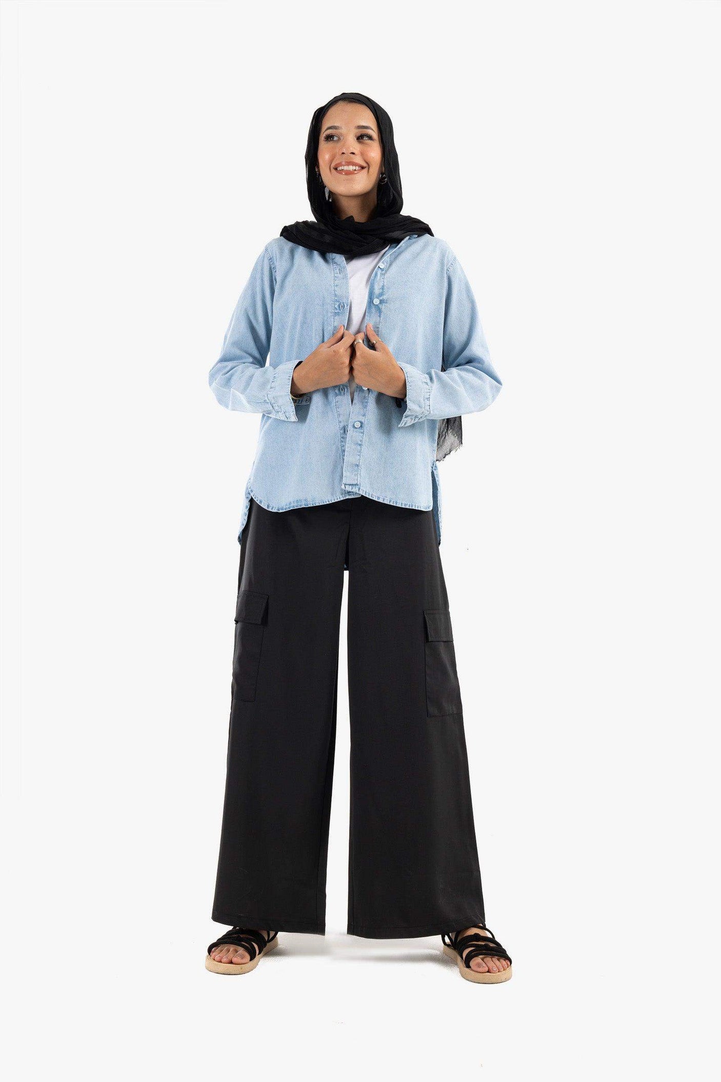 كارينا - قميص دينم غير متماثل للنساء