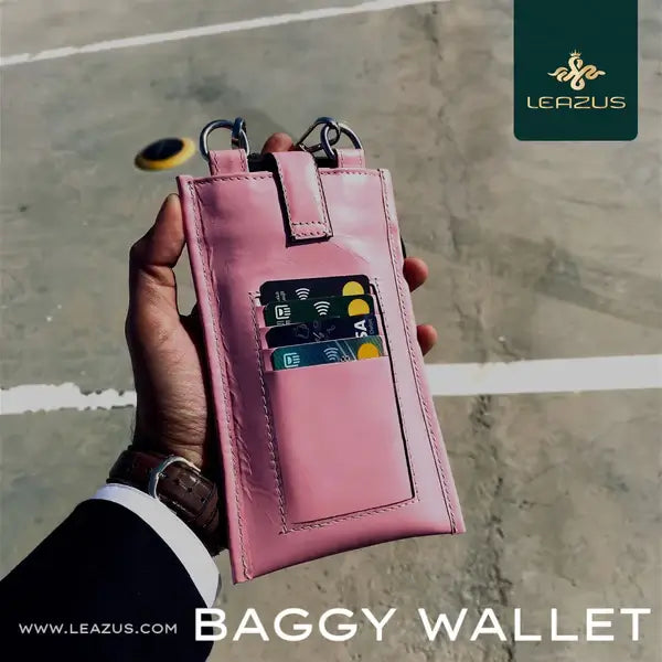 Leazus - Pink - LEATHER BAGGY WALLET