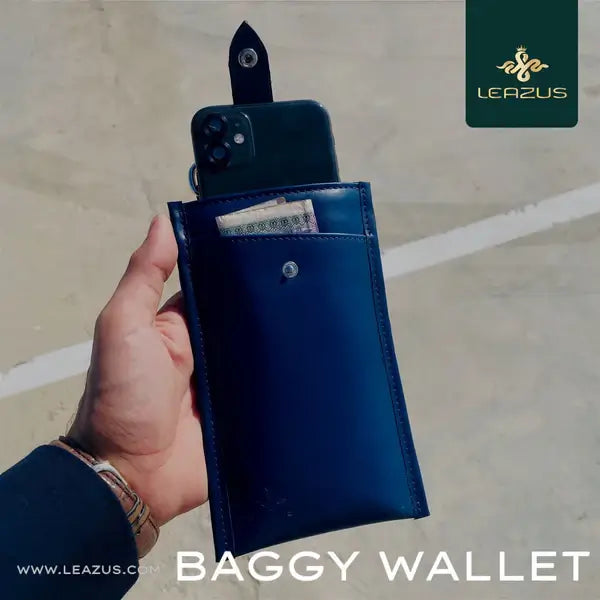 Leazus - Blue - LEATHER BAGGY WALLET