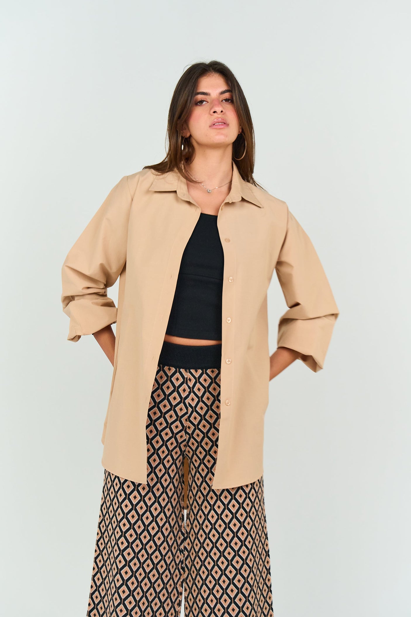 كارينا - قميص بوبلين بأساور مطاطية للنساء