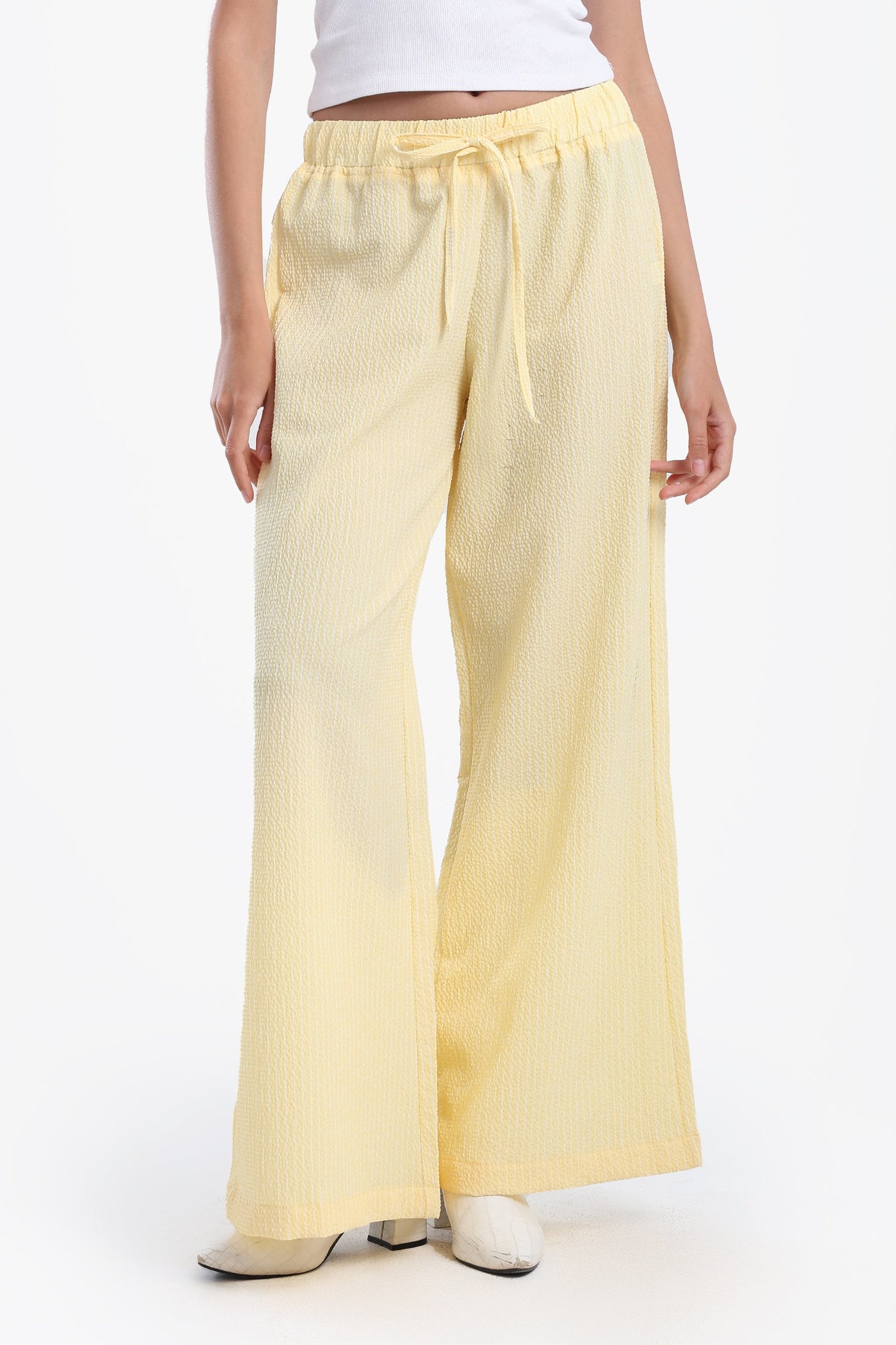 كارينا - بنطال مخطط مريح واسع الساق