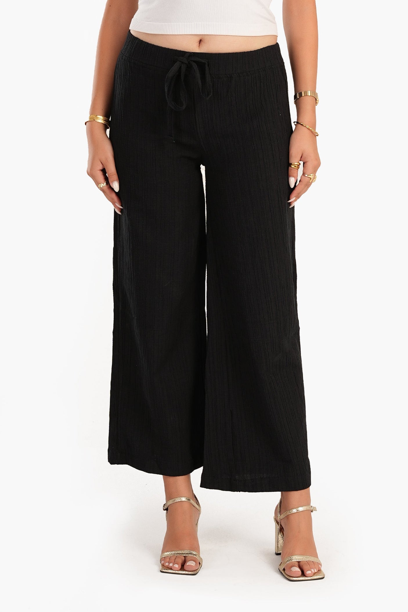 Carina - Self Pattern Linen Pants