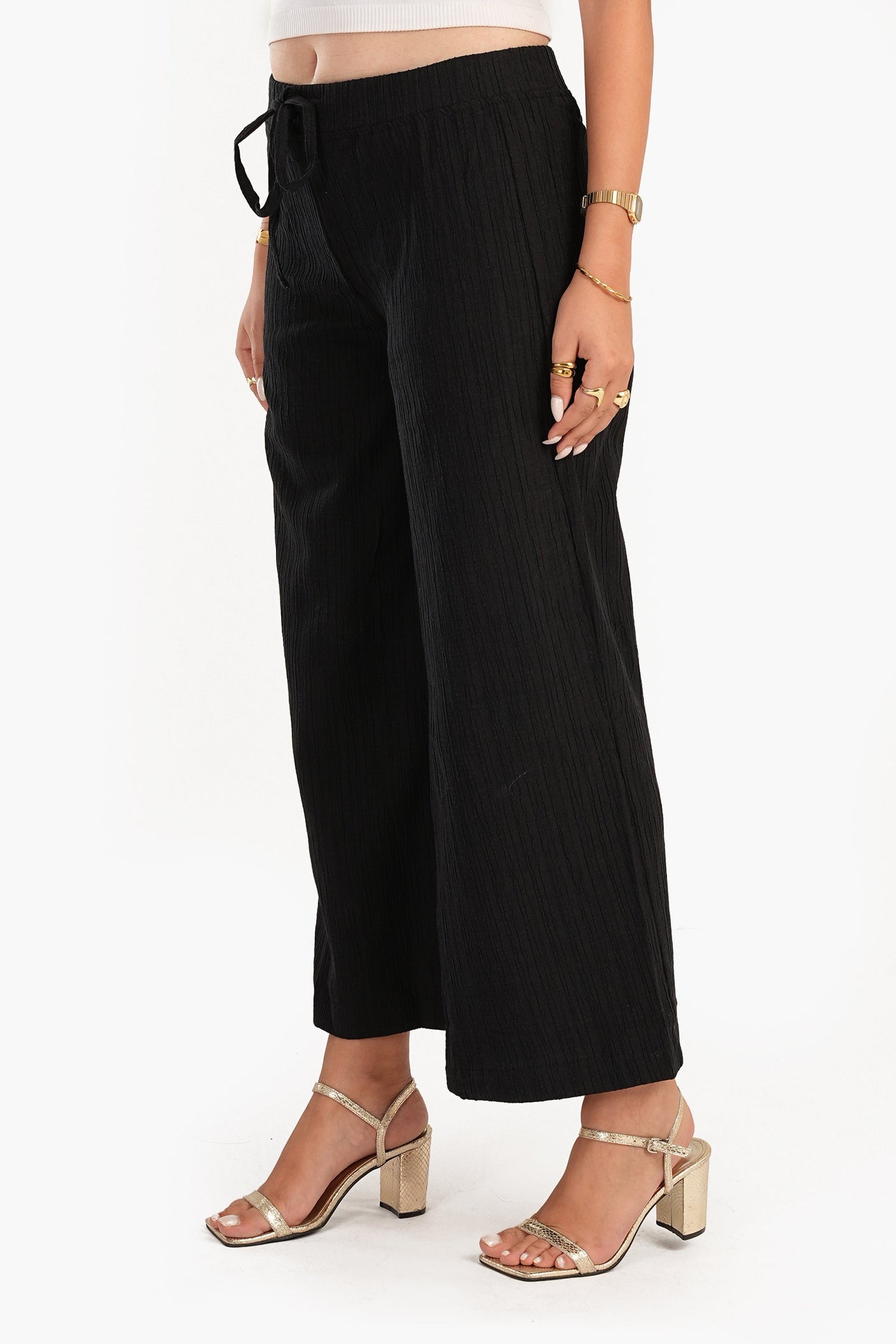 Carina - Self Pattern Linen Pants