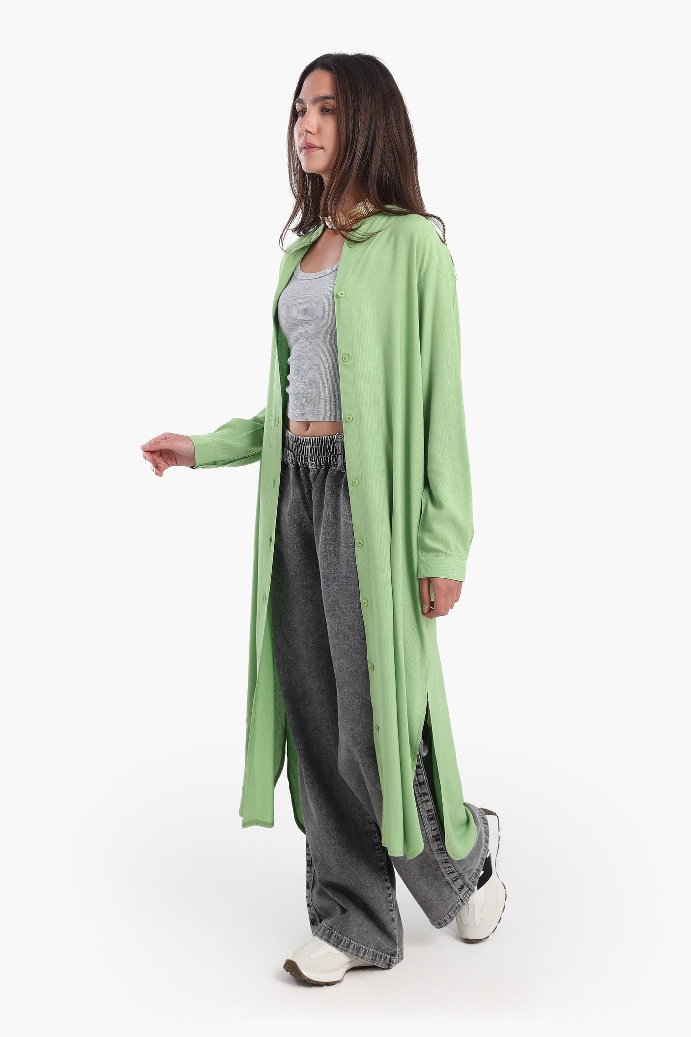 كارينا - فستان قميص طويل سادة