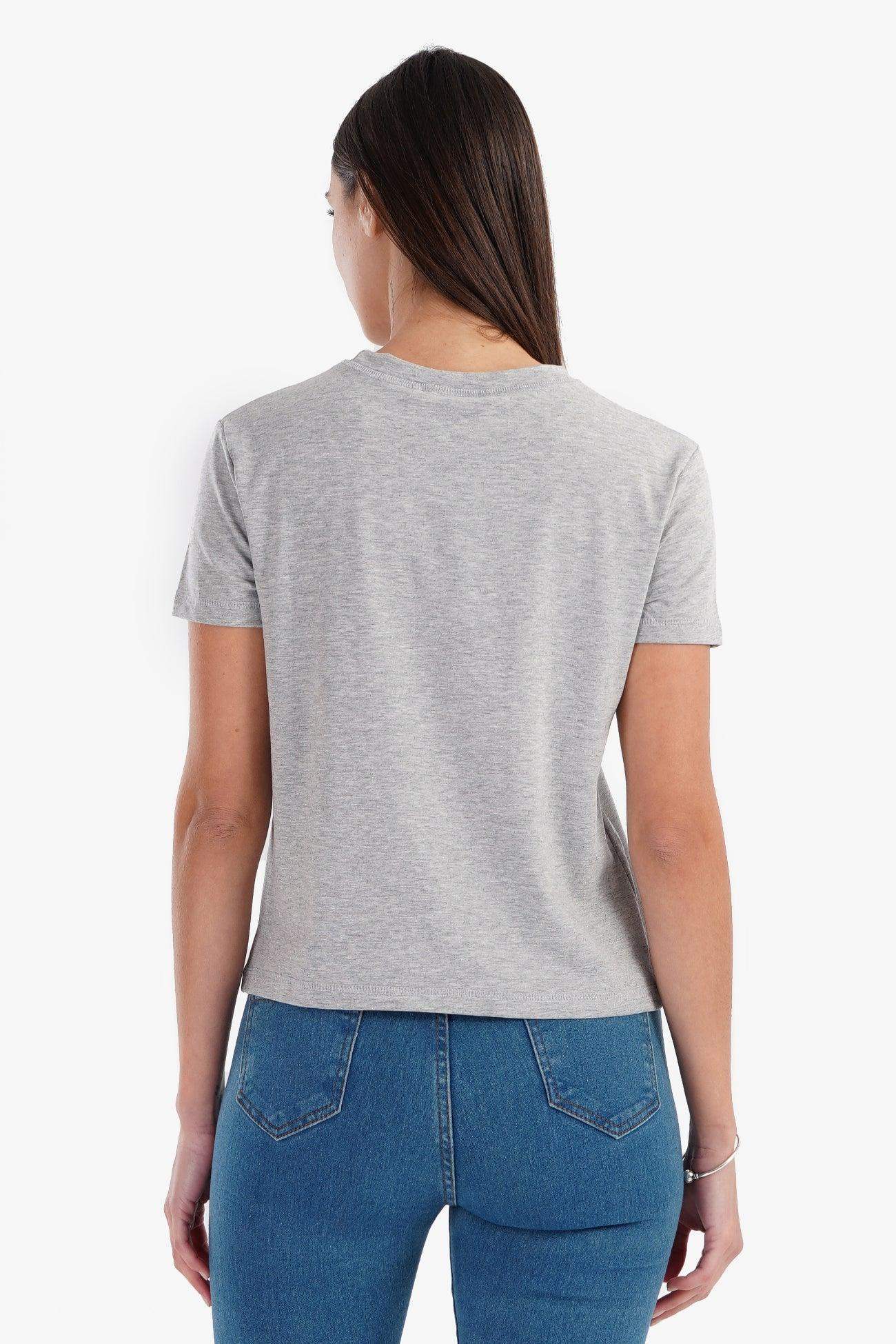 كارينا - تي شيرت قطن بجيب على الصدر للنساء