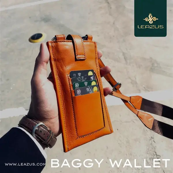 Leazus - Orange - LEATHER BAGGY WALLET