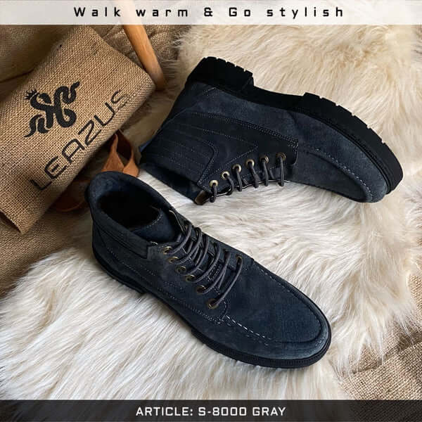 Leazus - Suede Bold Halfboot - S-8000 Gray