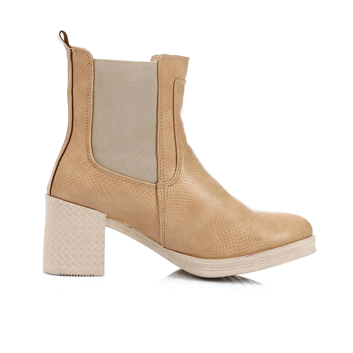 XO - حذاء كاحل جلدي - بيج