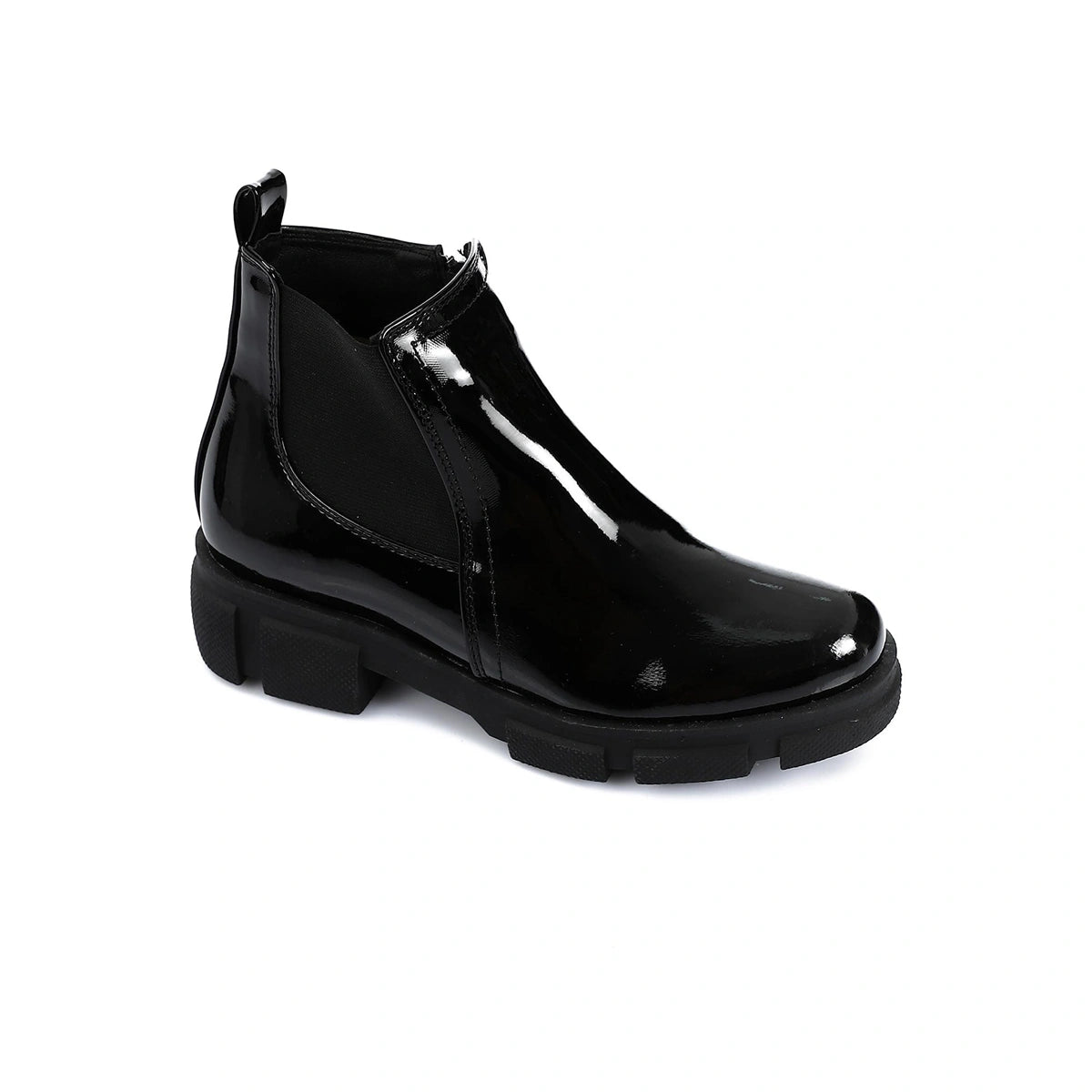 XO - حذاء كاحل جلدي أسود