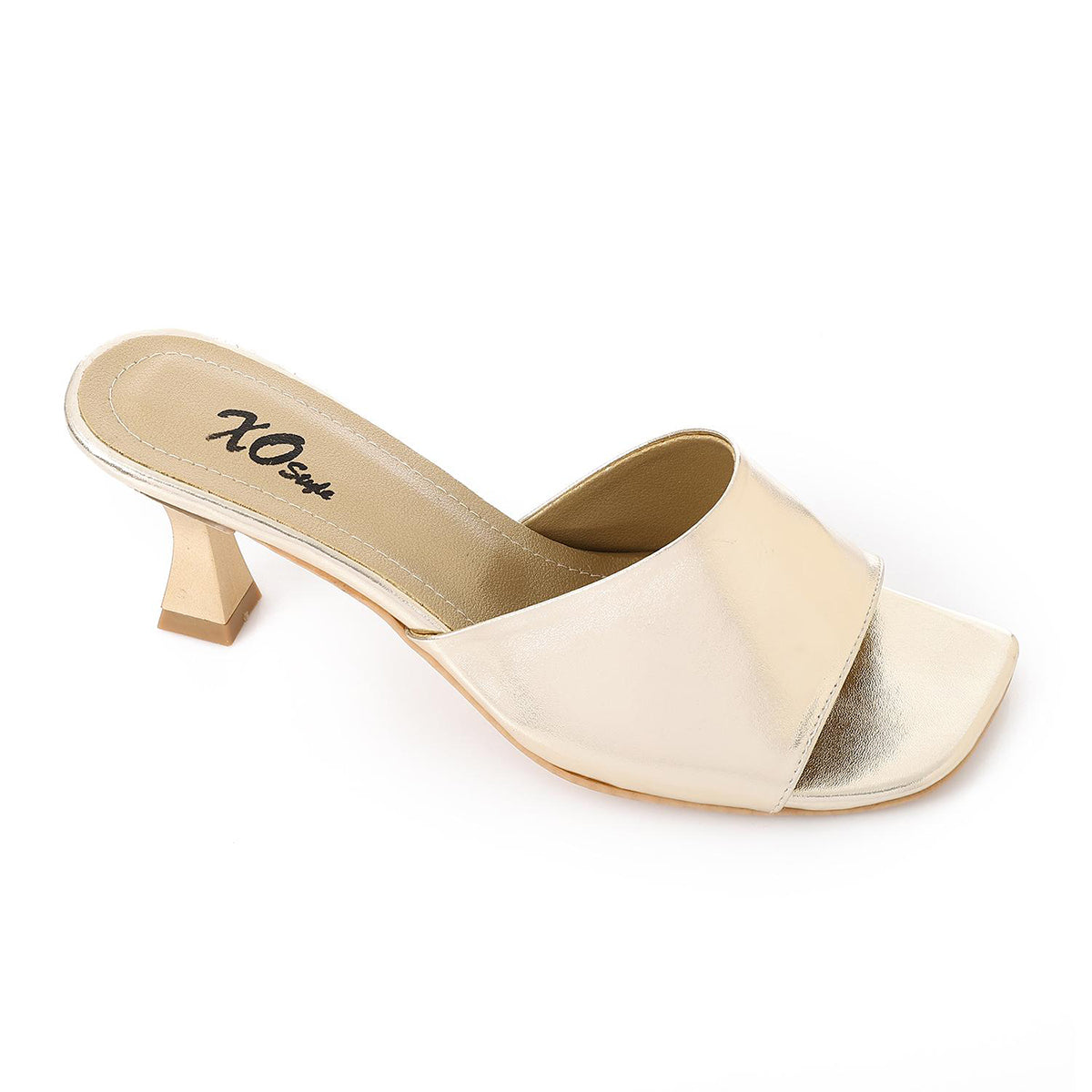 XO -  Women - 's High Heel Mule Sandals – Square Open Toe, Faux Leather, Slip-On Design