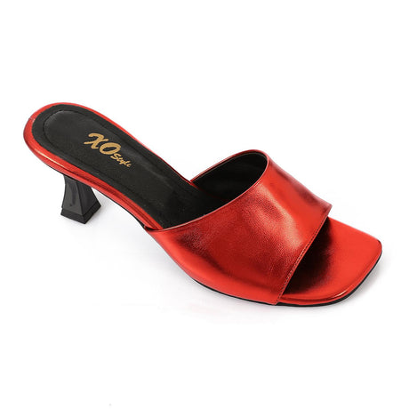XO -  Women - 's High Heel Mule Sandals – Square Open Toe, Faux Leather, Slip-On Design