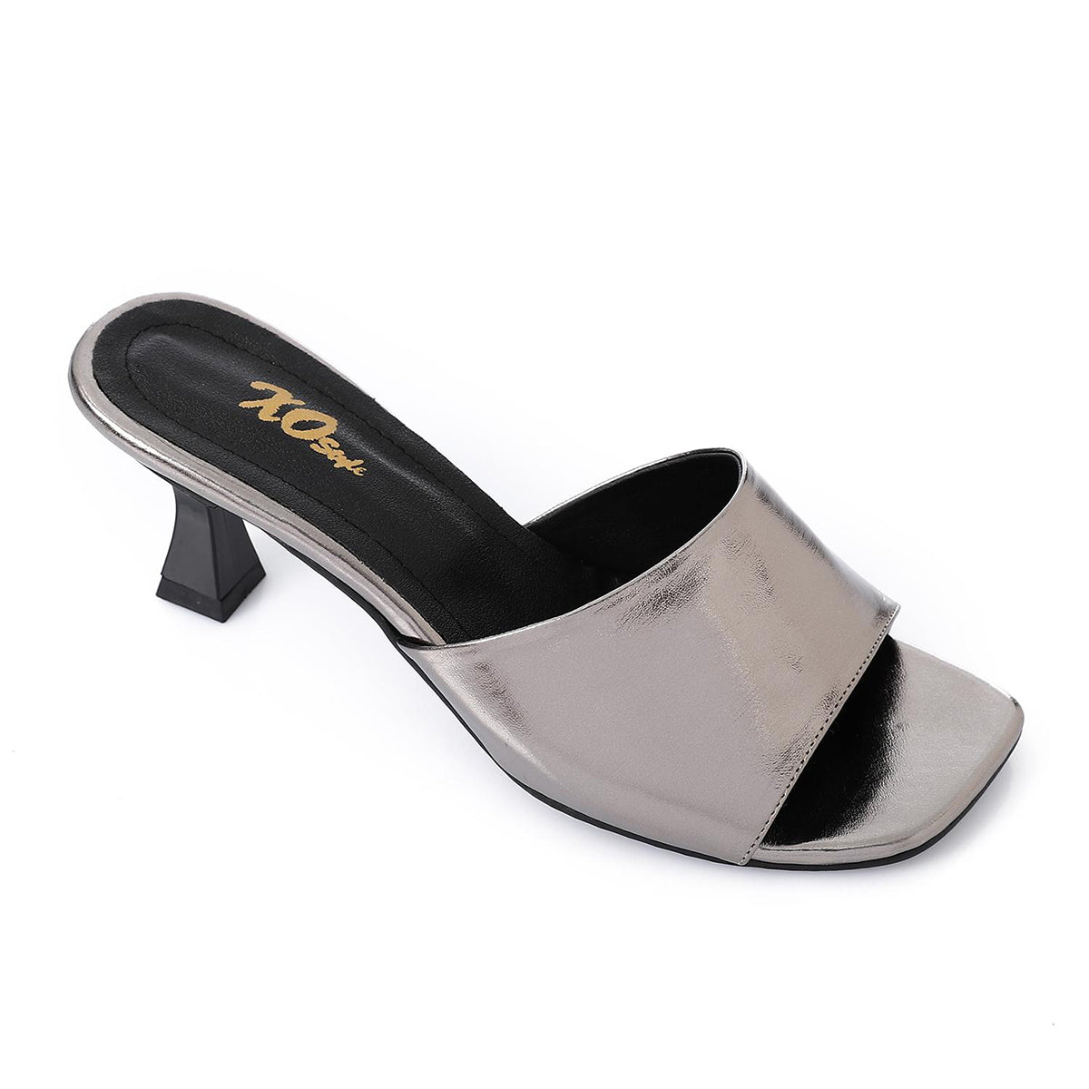 XO -  Women - 's High Heel Mule Sandals – Square Open Toe, Faux Leather, Slip-On Design