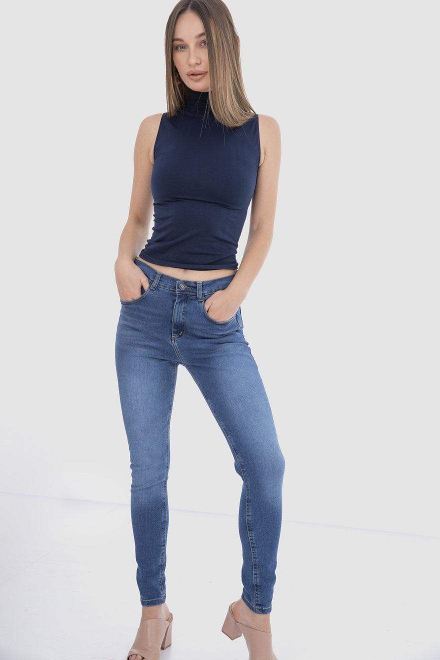 كارينا - بلوزة بدون أكمام بياقة عالية للنساء