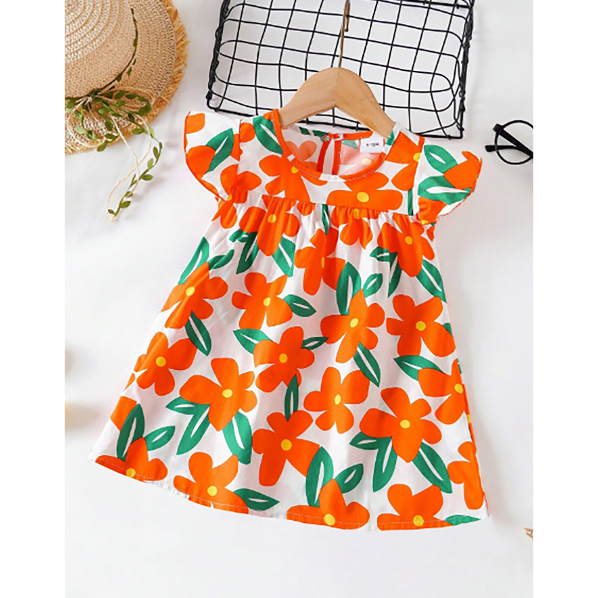 شي أن - فستان أميرة كيوت للأطفال بأكمام طائرة وزهور