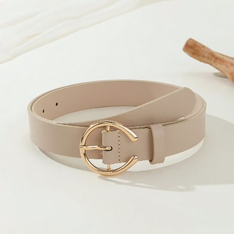 شي أن - حزام نسائي عصري بإبزيم ذهبي قطعة واحدة، مناسب للفساتين والجينز والبناطيل الجلدية