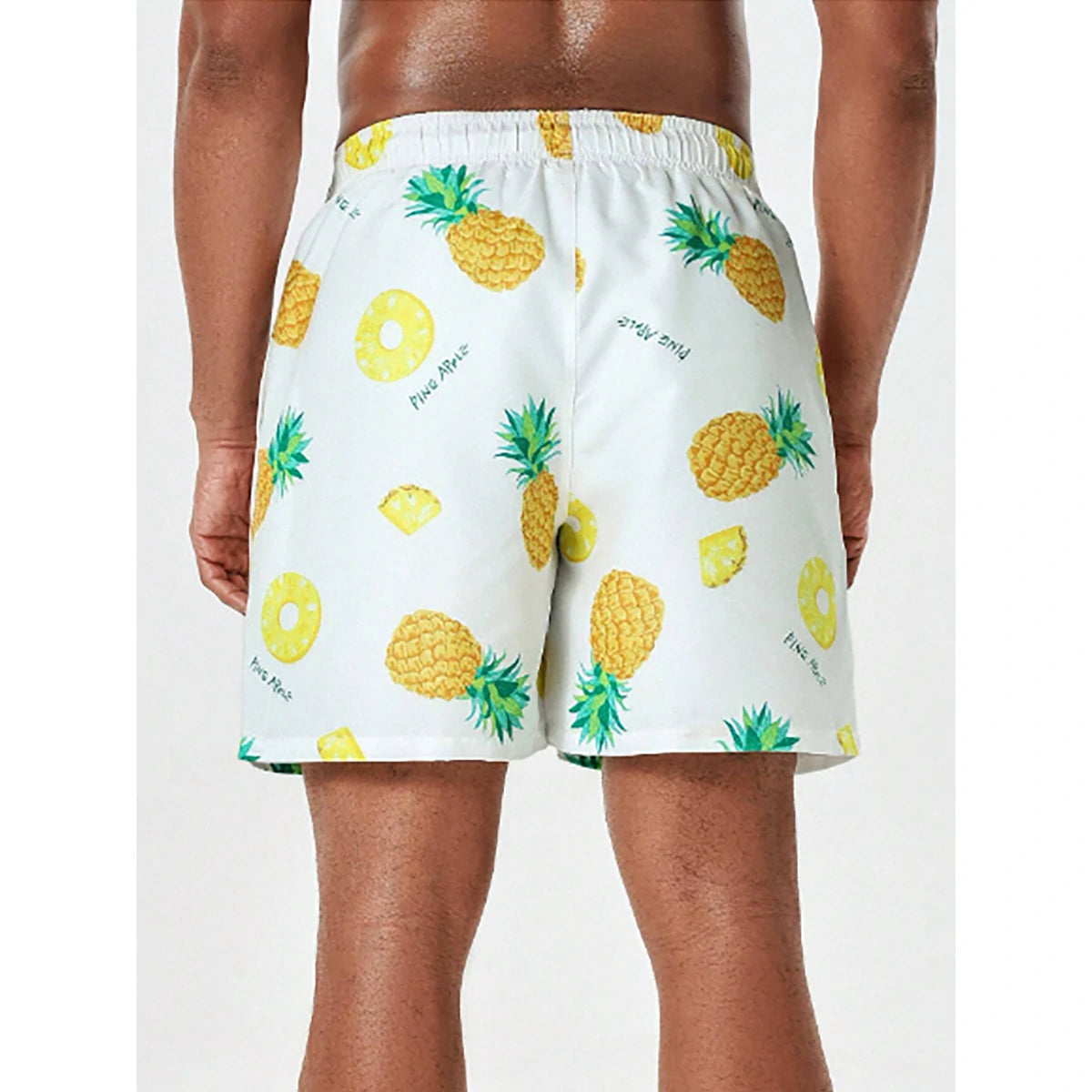 Shein - Manfinity Swimmode Men's Letter & Fruits Print Stretchy Waist Beach Shorts