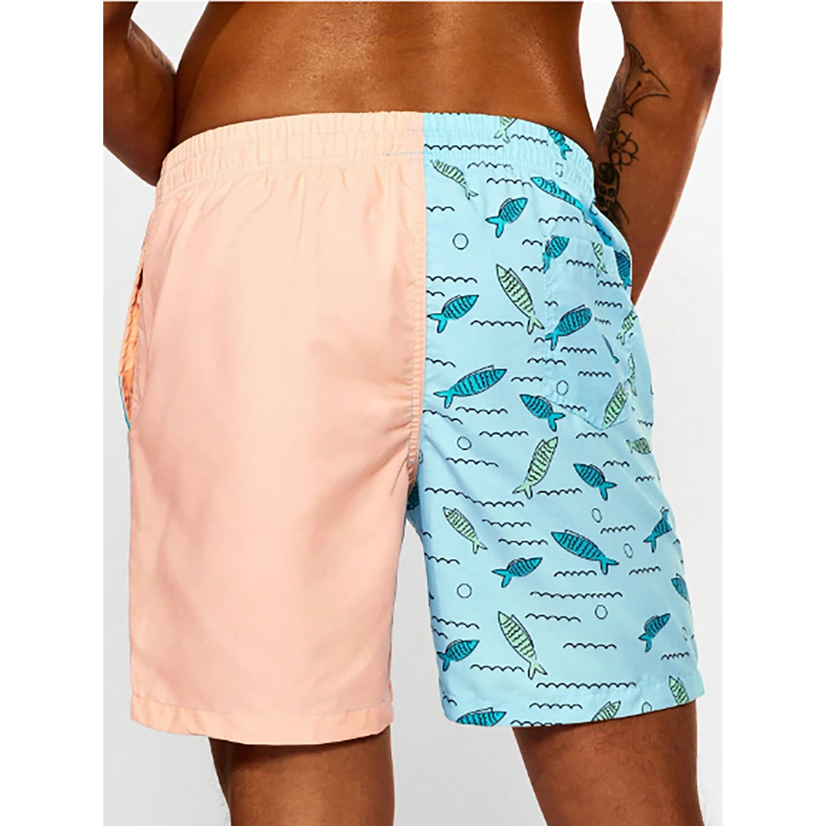 Shein - Manfinity Men's fish print beach shorts with drawstring waist