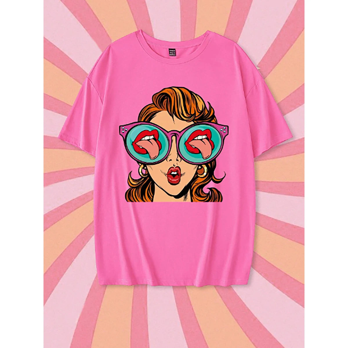 Shein - EZwear Funny Cute Cartoon Character Print Oversized T-Shirt for Women, Short Length, Super Loose Fit