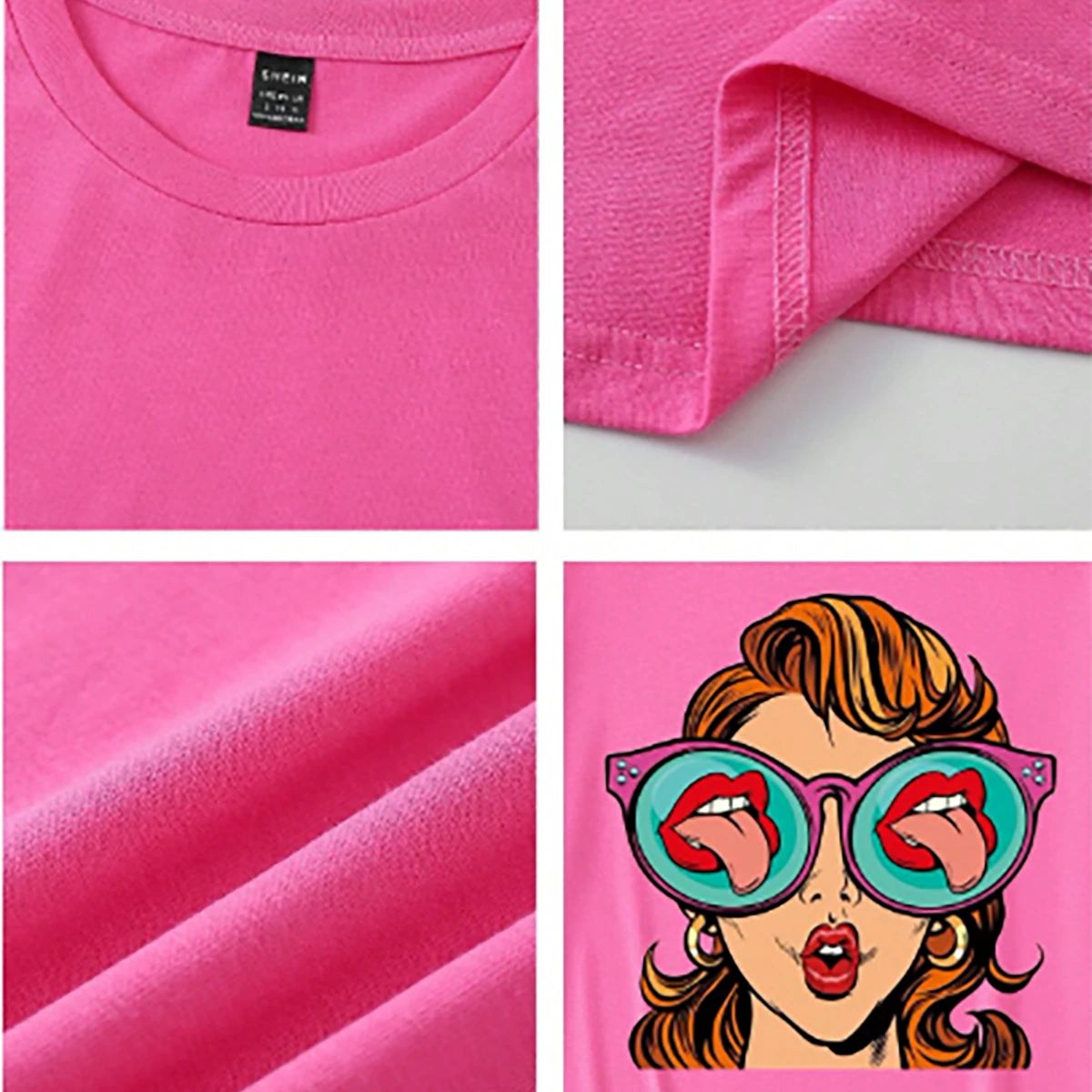 Shein - EZwear Funny Cute Cartoon Character Print Oversized T-Shirt for Women, Short Length, Super Loose Fit