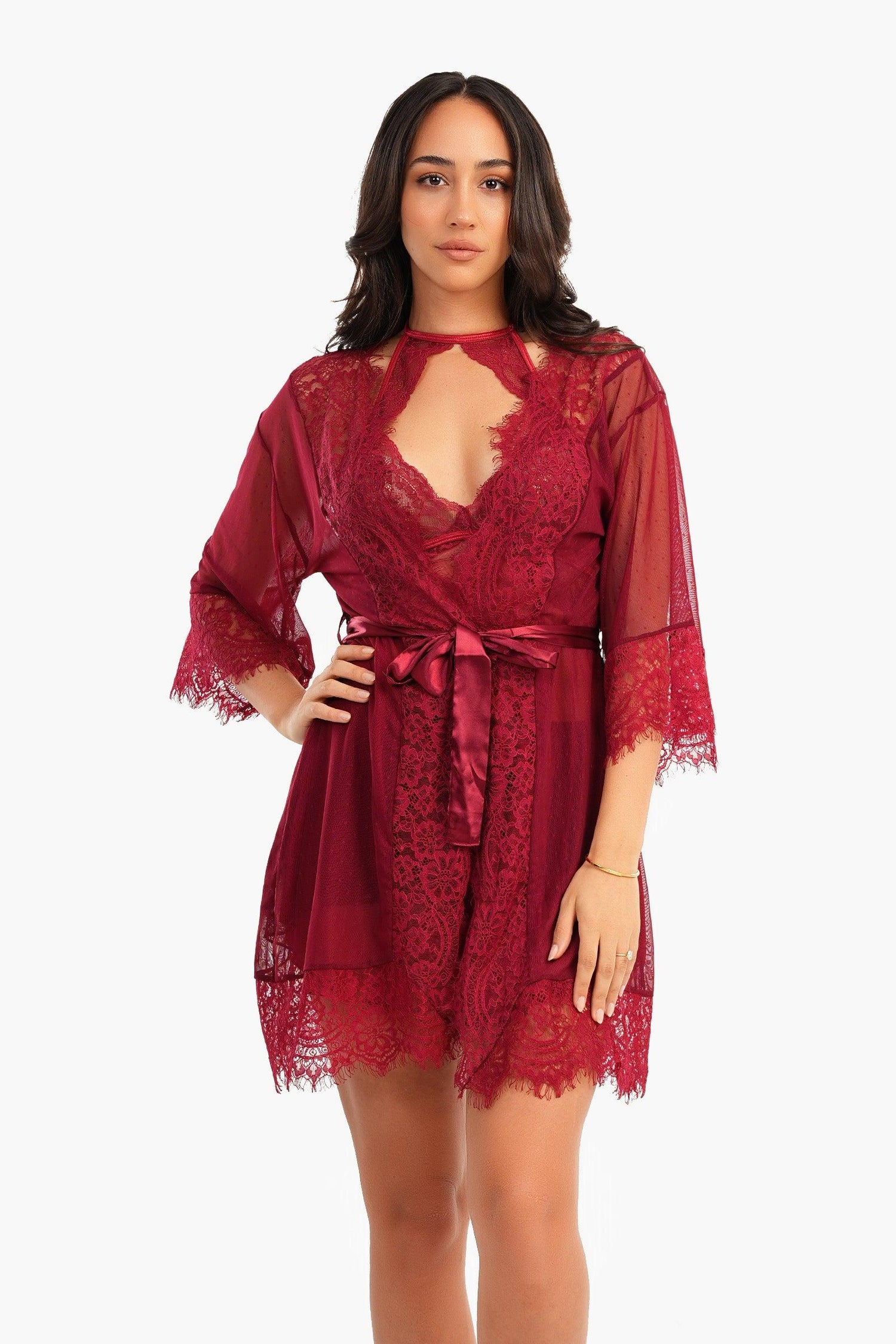 Carina -Tulle Robe with Lace