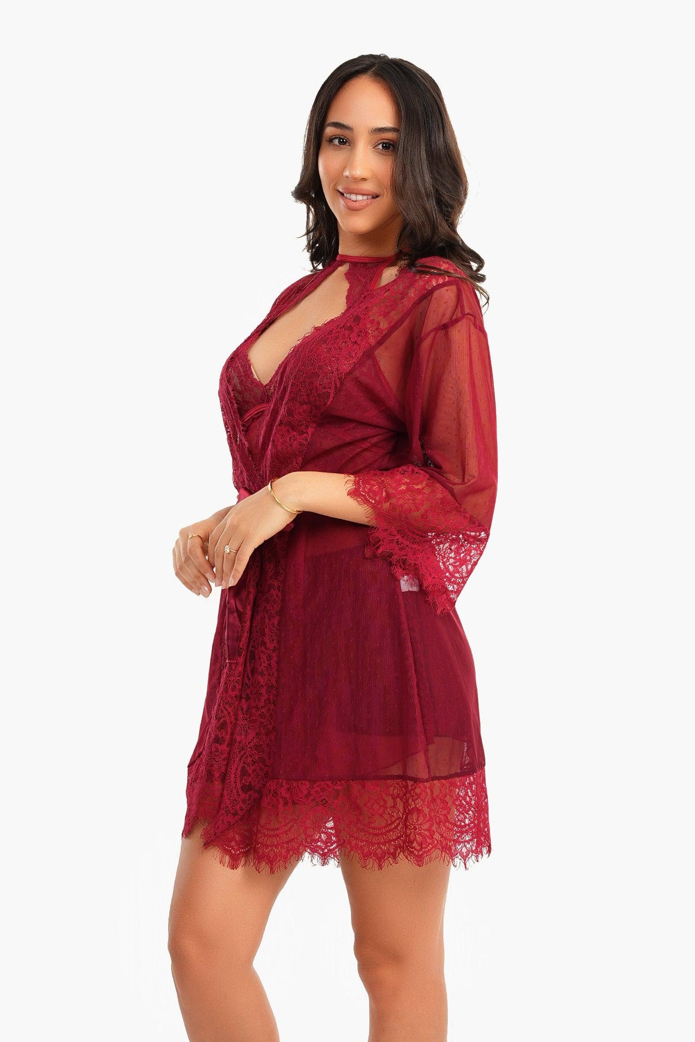 Carina -Tulle Robe with Lace