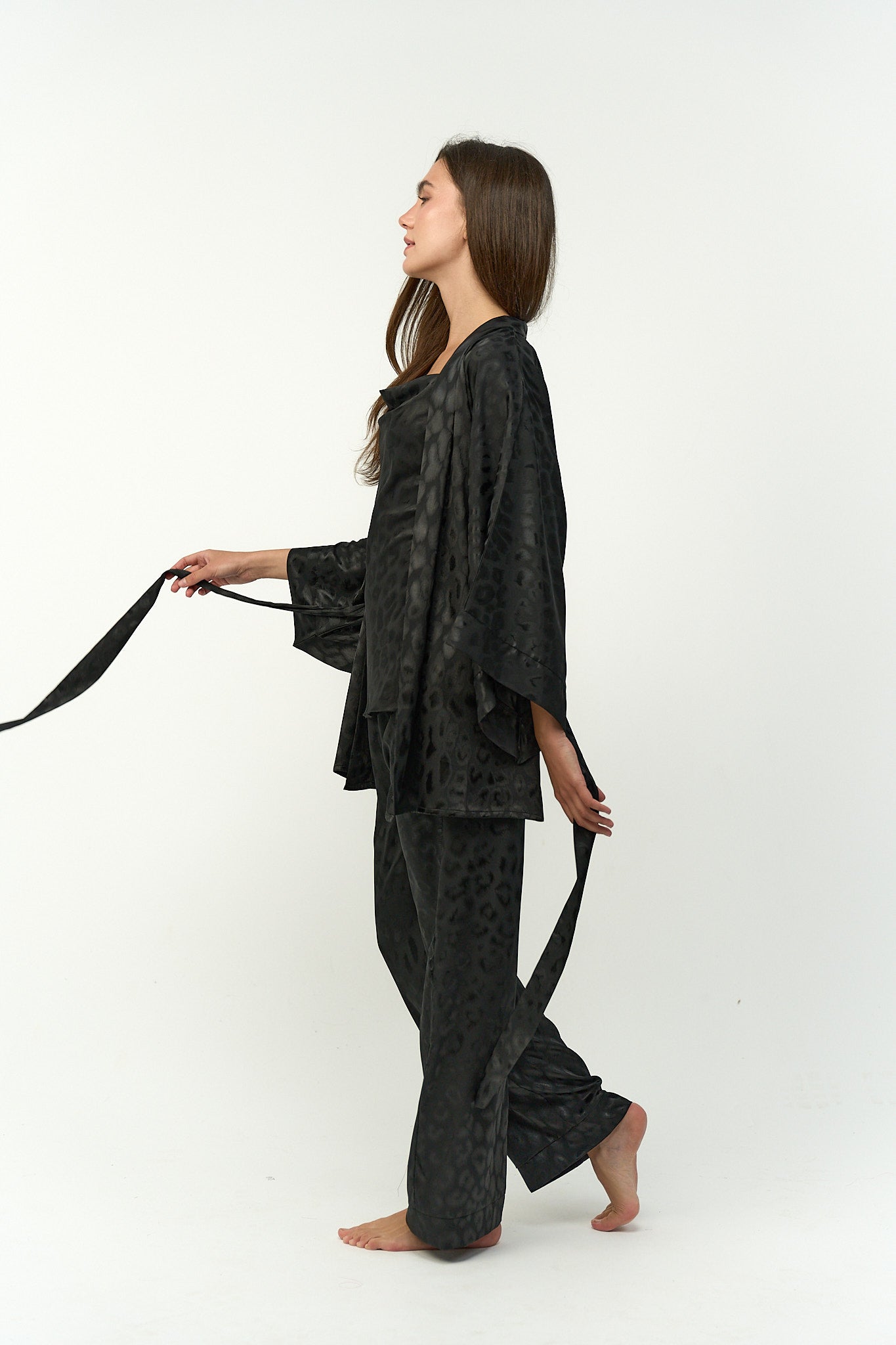 Carina - Satin Jacquard Long Nightgown