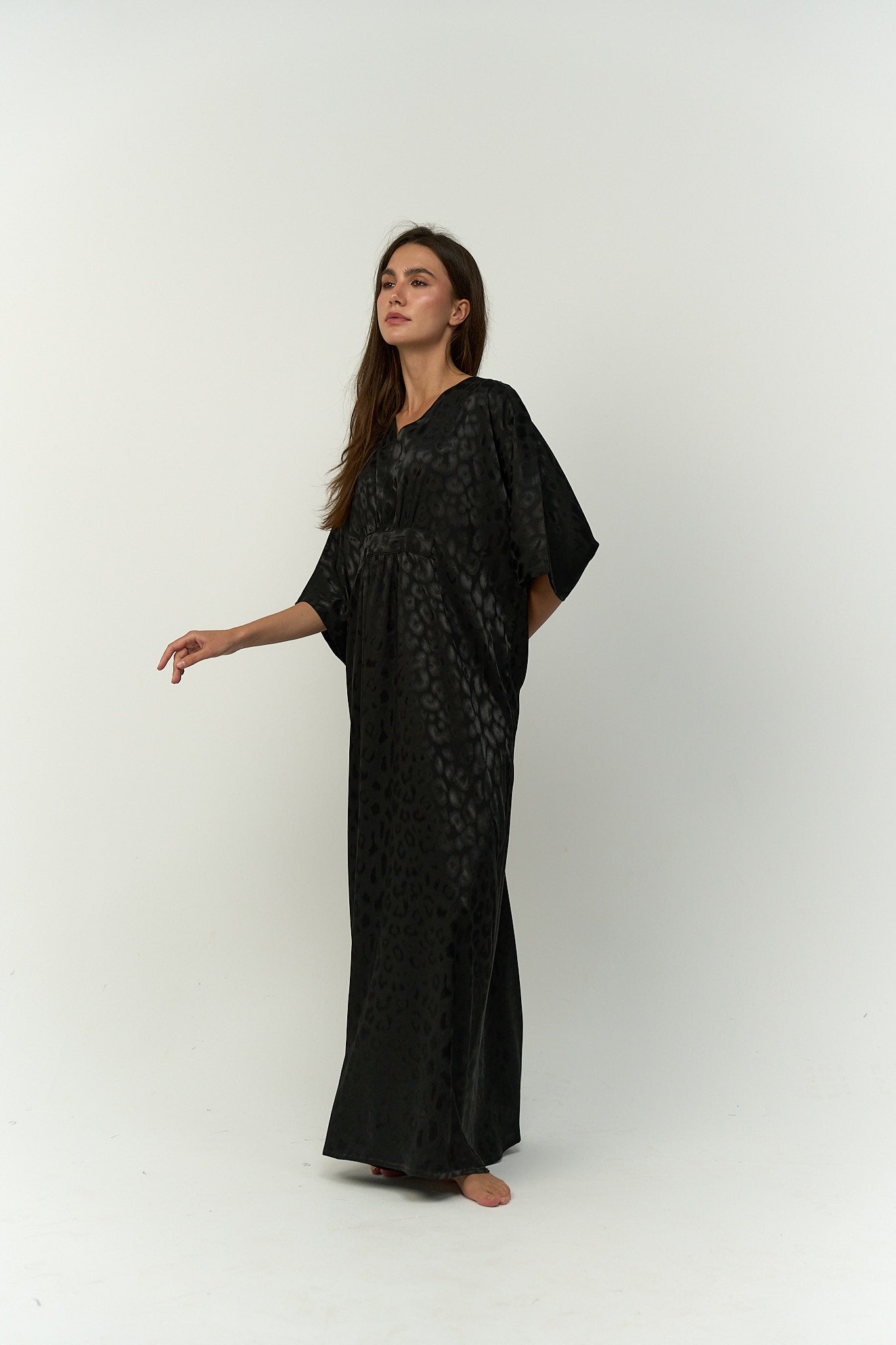 Carina - Satin Jacquard Long Nightgown