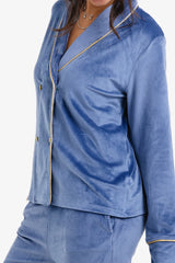 Carina - Double-Breasted Velvet Pyjama Set