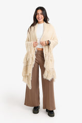 Carina - Fringe Trim Knitted Poncho