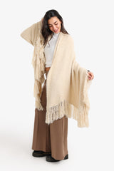 Carina - Fringe Trim Knitted Poncho
