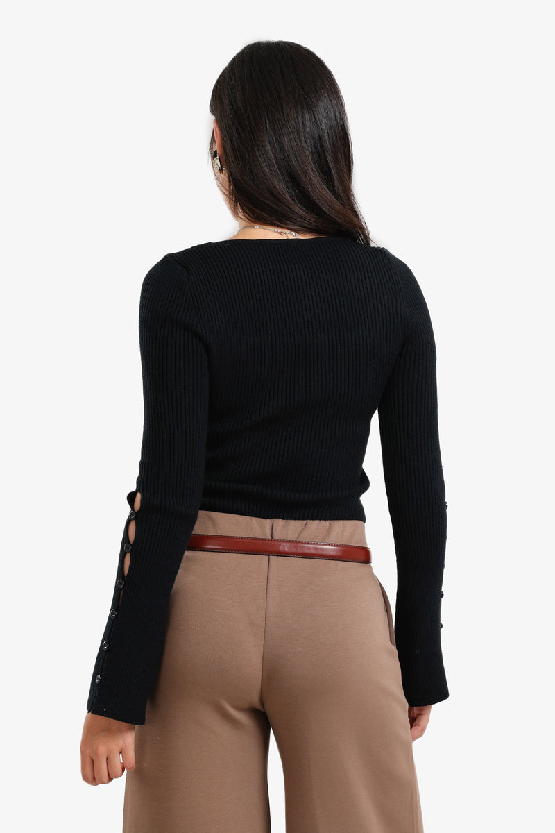 Carina - Square-Neck Ribbed Pullover