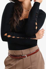 Carina - Square-Neck Ribbed Pullover